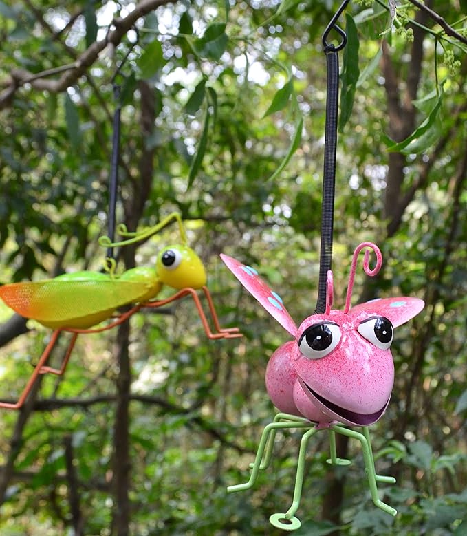 GIFTME 5 Outdoor Wall Decorations,Ladybug and Mantis Metal Outdoor Decor,Set of 2 Metal Yard Art-Perfect Garden Lover Gifts