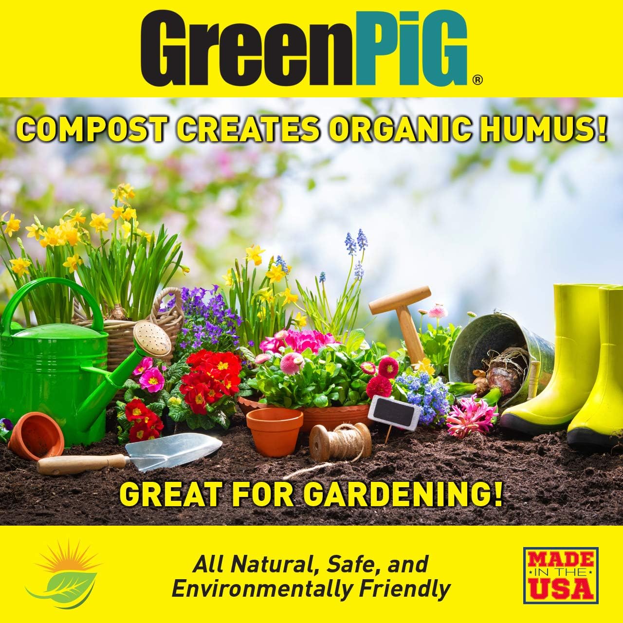 GREEN PIG Compost Accelerator Converts Yard Waste to Fertile Humus in 30 Days and Helps Control Odors Associated with Compost Piles, 1 Bag (12 Dissolvable Packets)