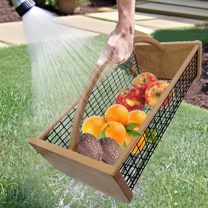 2pcs Garden Hod Harvest Basket, Durable Wooden Gardening, Supply Suitable For Kitchen, Picnic And Outdoor Picking