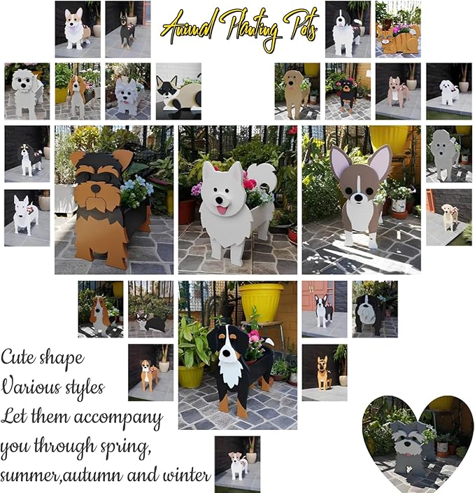 Maltese Dog Planter Plant Pots,Cute Garden Dog Flower Planter,Dog Planters Birthday Gifts for Women,Office,Indoor/Outdoor Decor（9.45 * 7.36 * 13.39in）