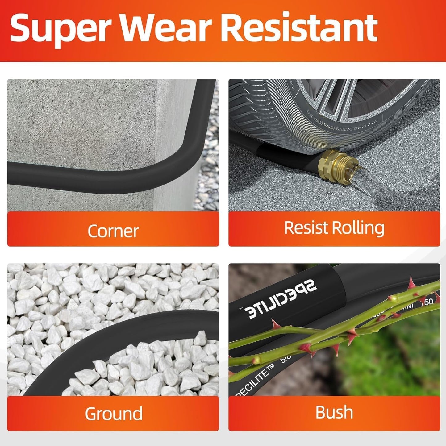 Garden Water Hose 75 ft x 3/4 in Heavy Duty, Flexible and Lightweight, Burst 600 psi, Kink-less Hybrid Rubber Pipe for Backyard, 3/4'' Brass Fittings, Black