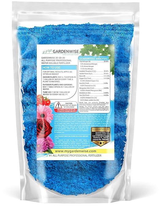 20-20-20 Water-Soluble Fertilizer – Powder for Liquid Plant Food for Indoor & Outdoor Plants, Orchids, Vegetables, Lawns, Flowers – 20 20 20 Fertilizer 1 Quart (2 lbs)