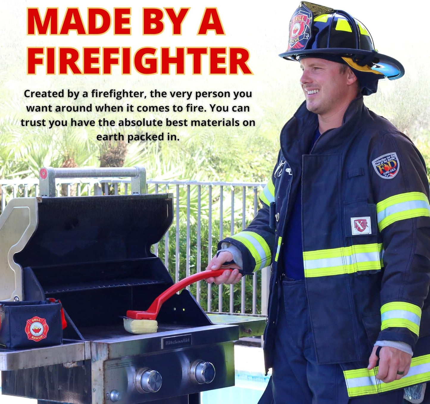 Grill Rescue BBQ Replaceable Scraper Cleaning Head, Bristle Free - Durable and Unique Scraper Tools for Cast Iron or Stainless-Steel Grates, Barbecue Cleaner (Grill Grate Brush with Scraper)