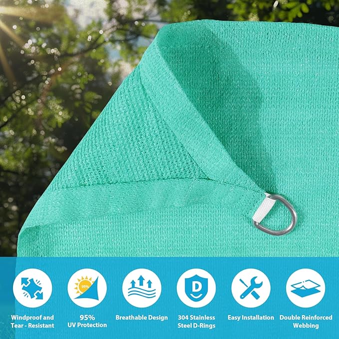Amagenix Sun Shade Sail 4'X6' Curved Edge Outdoor Shade Canopy Turquoise Breathable 95% UV Block Shade Cloth for Patio Garden Backyard (We Make Custom Size)