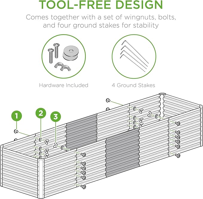 Best Choice Products 8x2x2ft Outdoor Metal Raised Garden Bed, Rectangular Deep Root Planter Box for Vegetables, Flowers, Herbs, and Succulents w/ 239 Gallon Capacity - Dark Green