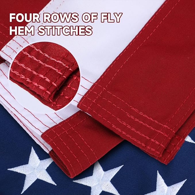 American Flag 4x6 Ft ，Upgraded Thickened - Spun Polyester Series Fade-Resistant Ultra Durable Tear-Resistant Heavy Duty Flags Heavy Duty, Embroidered Stars, Sewn Stripes, Brass Grommets