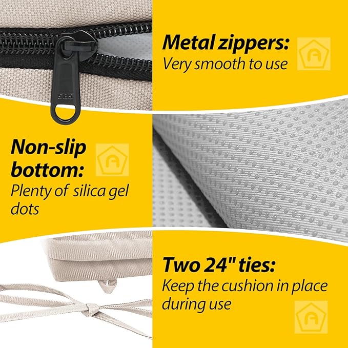 AAAAAcessories Outdoor Seat Cushions for Chairs, Waterproof, Fade-Resistant Patio Furniture Replacement Cushions, 19" x 19" x 3", Set of 2, Khaki Beige