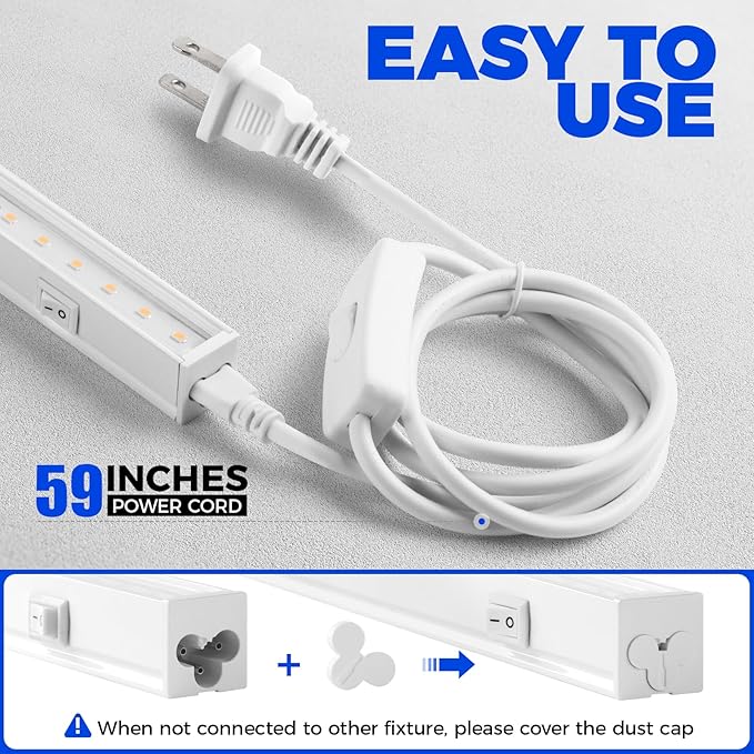 Barrina Grow Lights for Indoor Plants, Full Spectrum Sunlight, 1ft Plant Growing Lamp, LED Grow Light Bulbs, T5 Grow Light Strip, Plug and Play, Yellow, 4-Pack