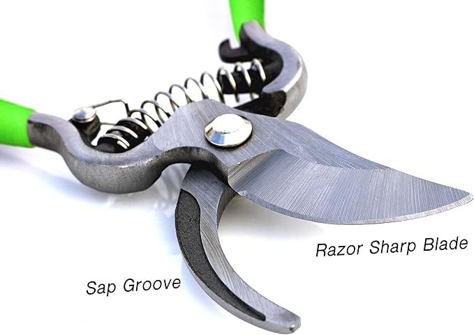 GARDEN GURU Classic Bypass Pruning Shears Clippers – Heavy Duty Forged Steel Garden Pruners – Safety Lock – Non Slip Comfort Grips – Cuts up to 1” Diameter – Professional Bypass Pruners for Gardening