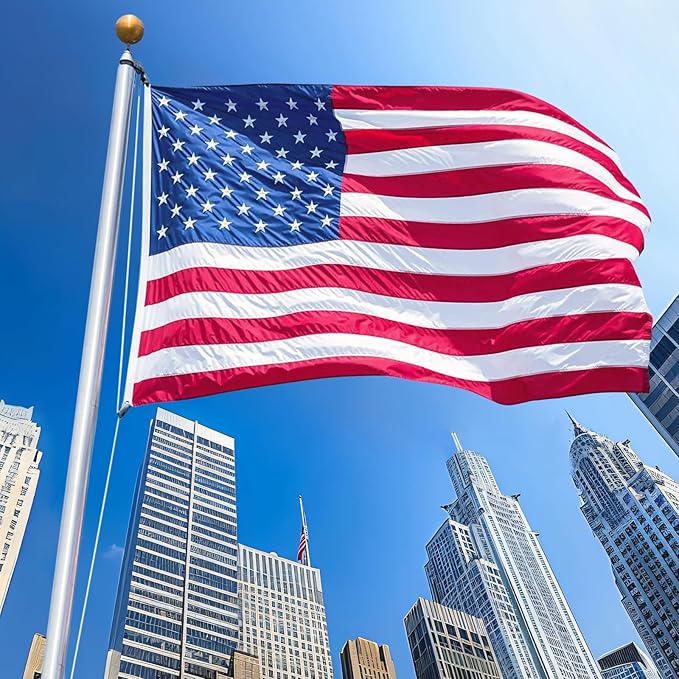 American Flag 3x5 Outdoor, 210D 3x5 Flags Outside, Heavy Duty Spun Nylon USA Flag, All Weather US Flags with Embroidered Stars Sewn Stripes Brass Grommets, Vivid Color for Outdoor Indoor (3 by 5 Foot)