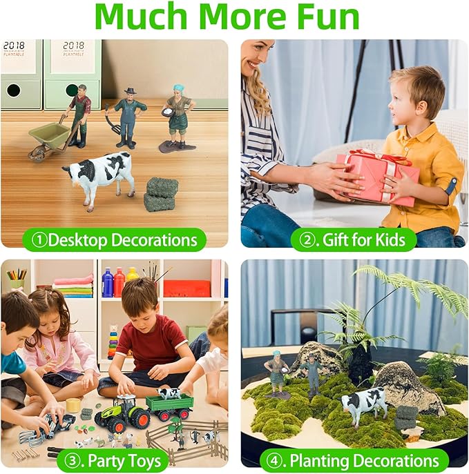 46Pcs Farm Toys, Tractor Toy w/Lights & Sound, Farm Animals Toys for 3 4 5 6 7 8+ Year Old Toddler Girls Boys Kid, Figures Farmer Vehicle Truck Fence Farm Playset Educational Learning Toys