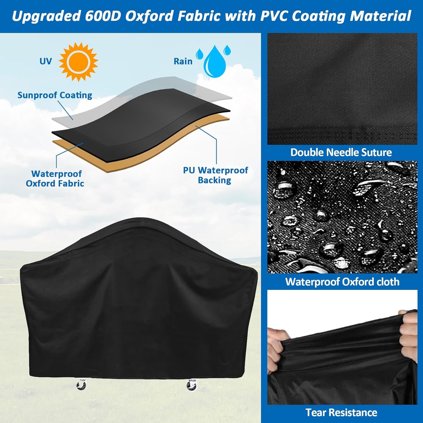 Grill Cover for Members Mark 4-Burner Outdoor Flat Top Gas Griddle, Member's Mark 36 Inch Griddle Cover, 600D Heavy Duty Waterproof UV Resistance Outdoor Cover