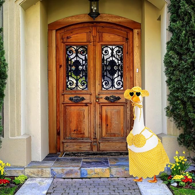 Bikini Goose Outfit Lawn Goose Clothing Porch Goose Outfits Summer Yard Goose Outfits Hawaiian Luau Goose Outfit for 23'' Lawn Goose Outdoor Decoration(Bikini,Yellow)