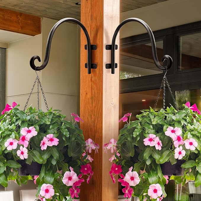 AJART Hanging Plant Hanger Outdoor: Bird Feeder Hangers for Outside - 8 inch Plant Hooks for Hanging Flower Baskets 2 Pieces