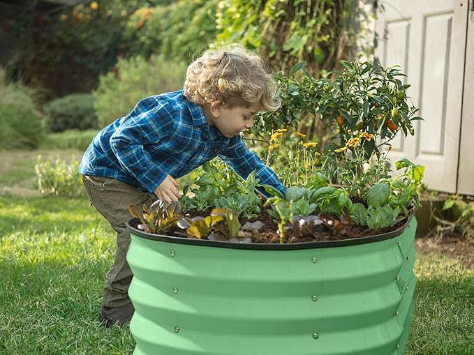 Galvanized Raised Garden Beds Outdoor // 4×2×1 ft (2-Pack) Planter Raised Beds for Gardening, Vegetables, Flowers (Light Green) // Large Metal Garden Box