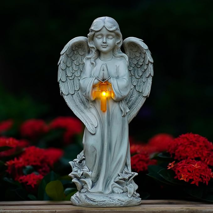 Angel Solar Garden Statues: Cemetery Decorations for Grave Praying Angel Figurines for Outdoor Lawn Yard Patio Decor Memorial Gifts for Women