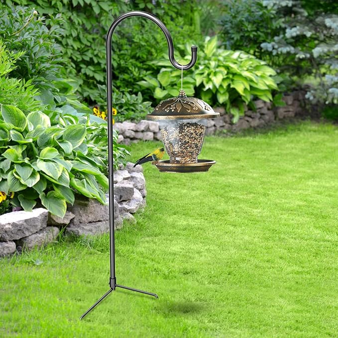 GOFORWILD Shepherd Hook 2 Pack Black, 33 inches Tall, Made of Premium Metal for Garden Decor, Plant Hanger, Lantern Hook, Solar Light Hanging, 7011