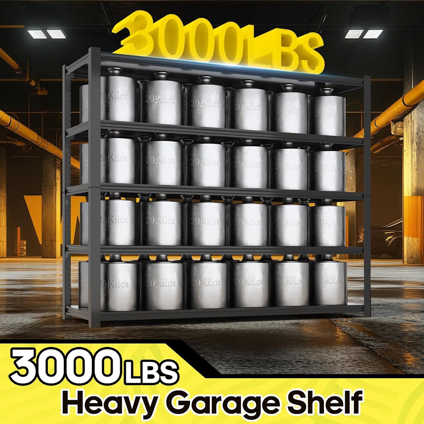 5 Tier Adjustable Metal Shelving Storage Rack,Storage Shelves,59.8" Wx24 Dx76.6 H Garage Shelving Heavy Duty,Industrial Shelving Unit for Basement,Warehouse,Garage Organization.1 Pack