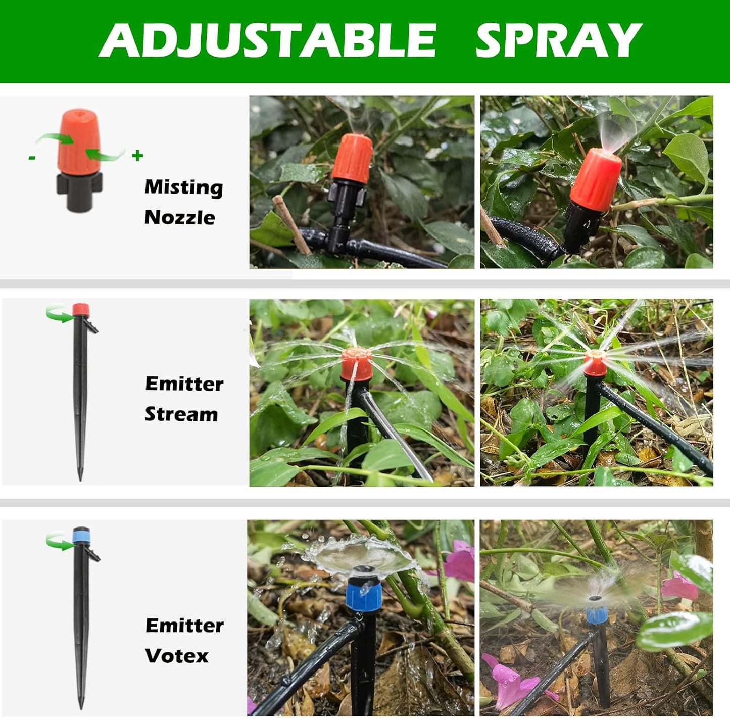 240FT Drip Irrigation System Kit, Automatic Garden Watering Misting System for Greenhouse, Yard, Lawn, Plant with 1/2 inch Hose 1/4 inch Distribution Tubing and Accessories