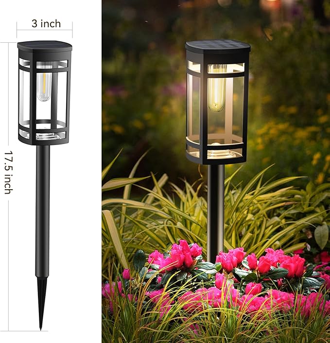 12 Pack Solar Lights Outdoor Waterproof for Garden Pathway Walkway Driveway Yard Lawn Decorative Landscape Lighting. (Warm White Light, 12)