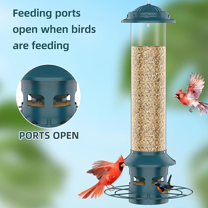Bird Feeder,Metal Squirrel Proof Bird Feeders for Outdoors Hanging 4.0 LB Capacity,Easily Beat Squirrels,Attracting Finch,Cardinal,Chickadee