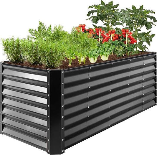 Best Choice Products 8x2x2ft Outdoor Metal Raised Garden Bed, Rectangular Deep Root Planter Box for Vegetables, Flowers, Herbs, and Succulents w/ 239 Gallon Capacity - Gray