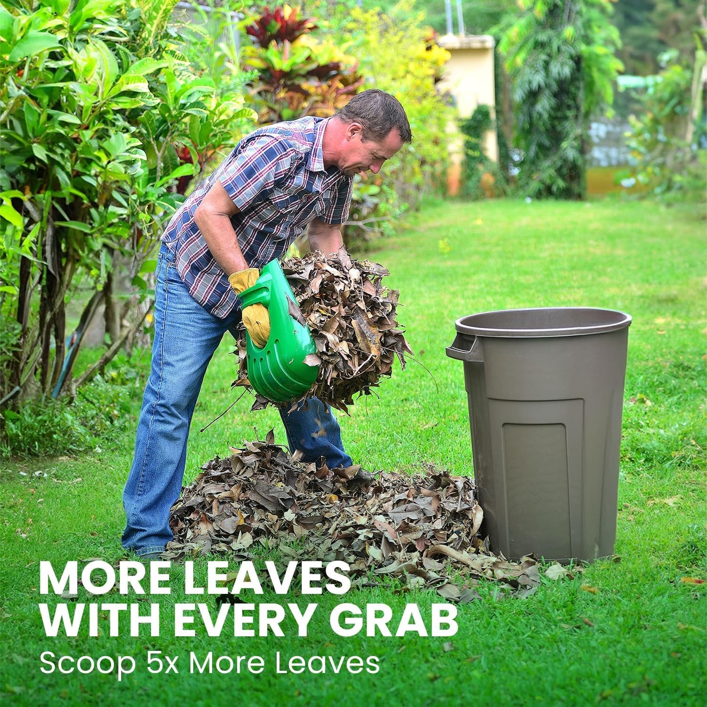 GARDEASE Leaf Scoops: Ergonomic, Large Hand Held Rakes for Fast Leaf & Lawn Grass Removal (1 Pair)