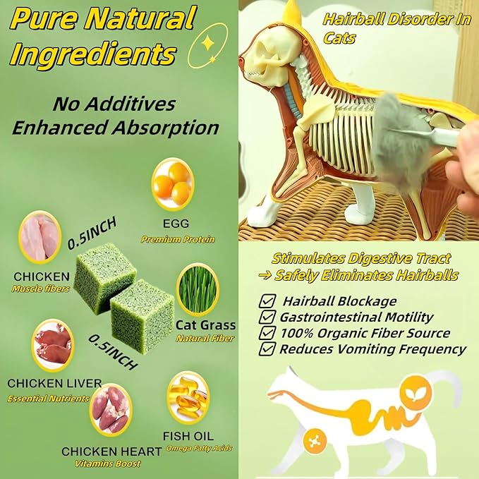 120g/4.23oz Cat Toy Cats Grass Treats, Fish Oil Kitten Grass Catnip Stick for Hairball Removal Teeth Cleaning Cats Edible Freeze Dried Kitty Lickable Chew Dental Snack for Indoor Kitty Food