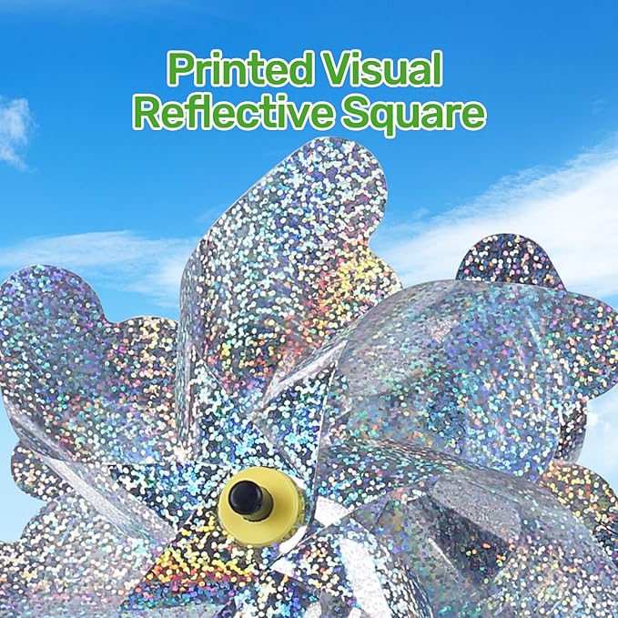 BATTIFE 6 Sets Pinwheels for Yard and Garden, Double Sides Reflective Bird Deterrent Pinwheel, Large Silver Outdoor Sparkly Wind Spinner, Pin Wheels for Lawn and Patio…