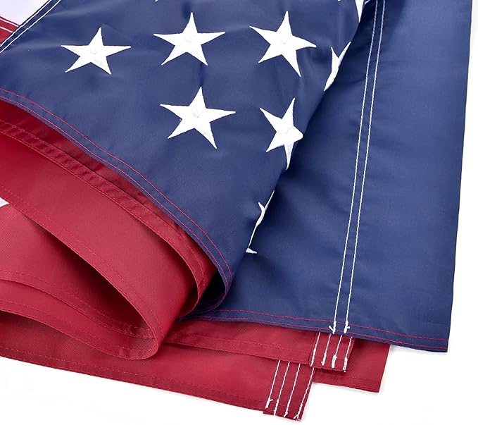 American Flag Pole Sleeve-American Flags for Outside 3x5 (Pole Not Included), Embroidered Stars, Sewn Stripes, UV Protected, American Flag Banner