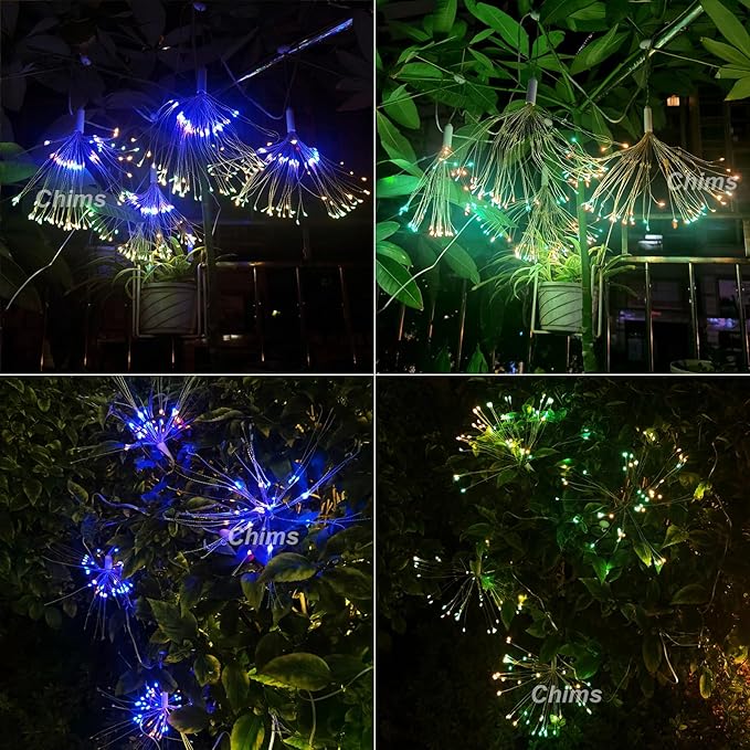 4 Pack Star Firework LED Light Tree Lights Hanging Fairy Light with Remote Colorful RGB Lighting Star Sphere Lights Decoration Lights for Bedroom Patio Tree Outdoor Party Christmas Decor Bar