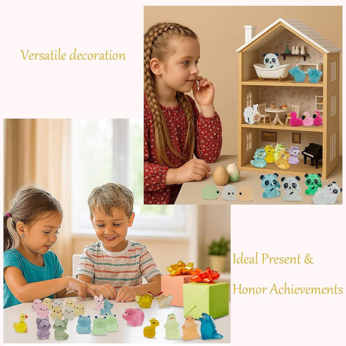 120 Pcs Luminous Mini Resin Animals Tiny Resin Figurines Glow in The Dark Tiny Ducks for Fairy Garden, Miniature Accessories, Crafts, and Decor