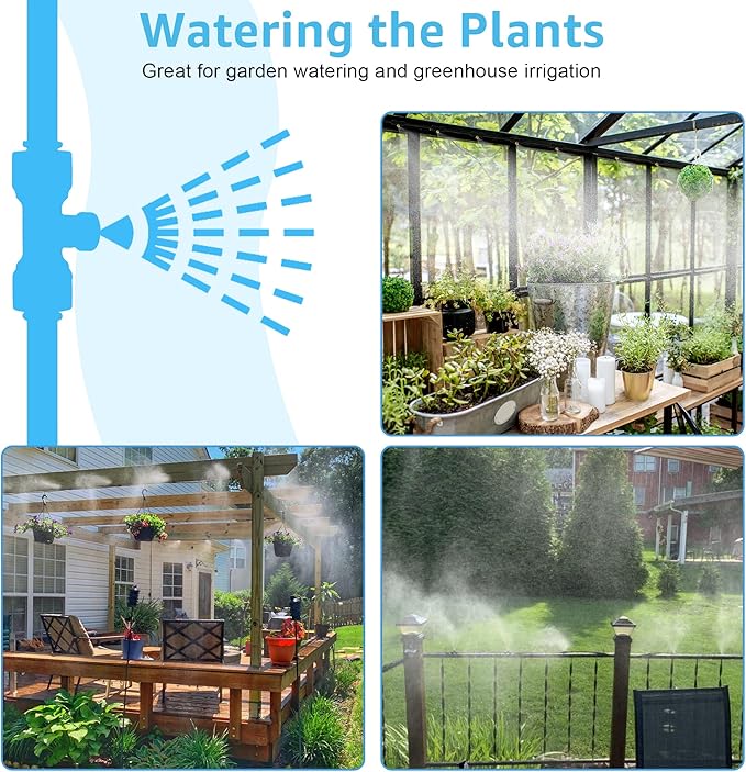 Bonviee Misters for Outside Patio - 75FT Misting Cooling System with 28 Brass Nozzles and 3/4" Adapter, 23M DIY Outdoor Misters Kit for Garden, Greenhouse, and Patio Cooling