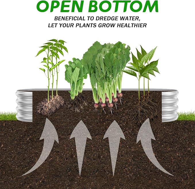 Galvanized Raised Garden Beds, 8x2x1ft Outdoor Raised Garden Boxes, Oval Large Bottomless Metal Elevated Garden Bed Planter Box for Vegetables, Fruits, Flower