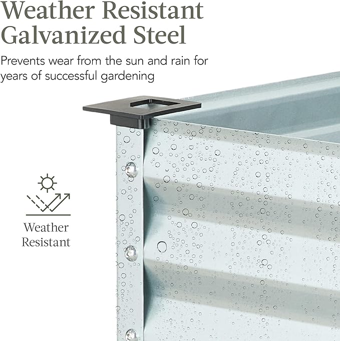 Best Choice Products 48x24x30in Galvanized Raised Garden Bed, Metal Elevated Planter Box, Vegetable Garden for Backyard, Patio, Balcony - Silver