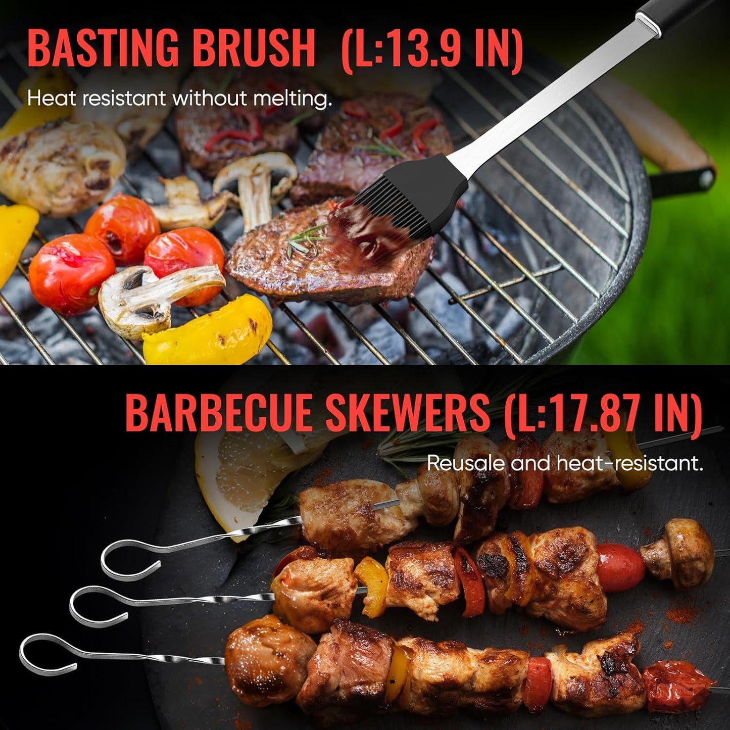 BBQ Accessories Grill Tools Set,Stainless Steel Barbecue Grill Accessories for Outdoor Grill,Professional Barbecue Utensils Grilling Accessories for Camping/Backyard,Grilling Gifts for Men/Women