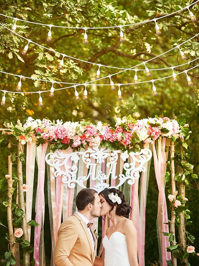 addlon 48 FT Outdoor String Lights Commercial Grade Weatherproof, 18 Edison Vintage Bulbs, 15 Hanging Socketsand 3 Spare Bulbs, ETL Listed Decorative Cafe Patio Lights for Bistro Garden, White