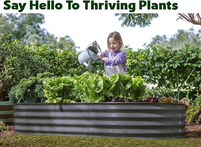 Galvanized Raised Garden Beds Outdoor // 6×3×1 ft Planter Raised Beds for Gardening, Vegetables, Flowers // Large Metal Garden Box // Patented Tool-Free Design (Dark Gray)