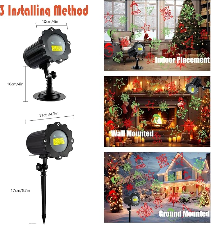 Brighter Christmas Projector Lights Outdoor, Waterproof Laser Christmas Projector with Remote, Christmas Spotlight Decorations for Party Yard Garden Outdoor Indoor