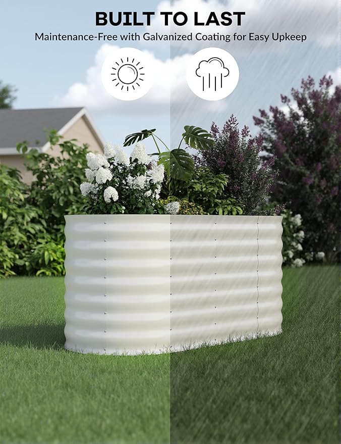 4x2x2 ft Raised Garden Bed,Galvanized Raised Planter Boxes Outdoor with Easy Assembly, Large Garden Bed for Vegetables, Fruits, Flower,Raised Garden Bed,Beige