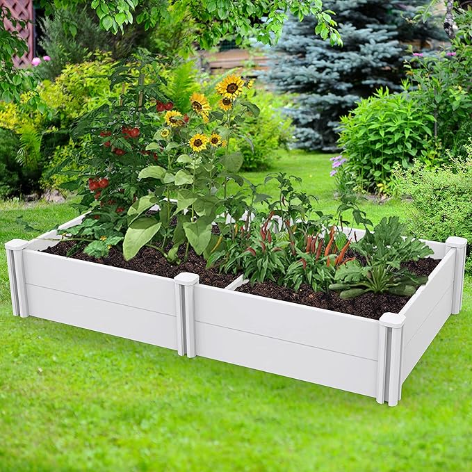 6' x 3' Vinyl Raised Garden Bed Screwless Planter Box for Gardening, Whelping Pen and More