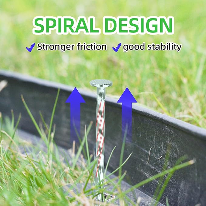 50 Pack Landscape Stakes with Gasket Caps - 6.3 Inch Heavy-Duty Galvanized Steel Garden Spikes are Used to Fixing Weed Barrier, Artificial Lawn, Patio Rug, Etc