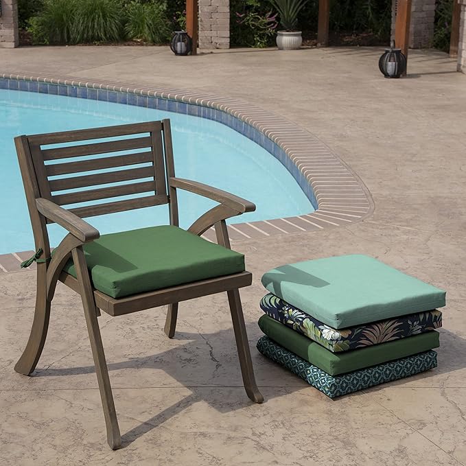 Arden Selections Rocking Chair Cushion, 19 x 18, Rain-Proof, Fade Resistant, Cushions for Rocking and Outdoor Chairs 18 x 19, Moss Green Leala (Pack of 4)