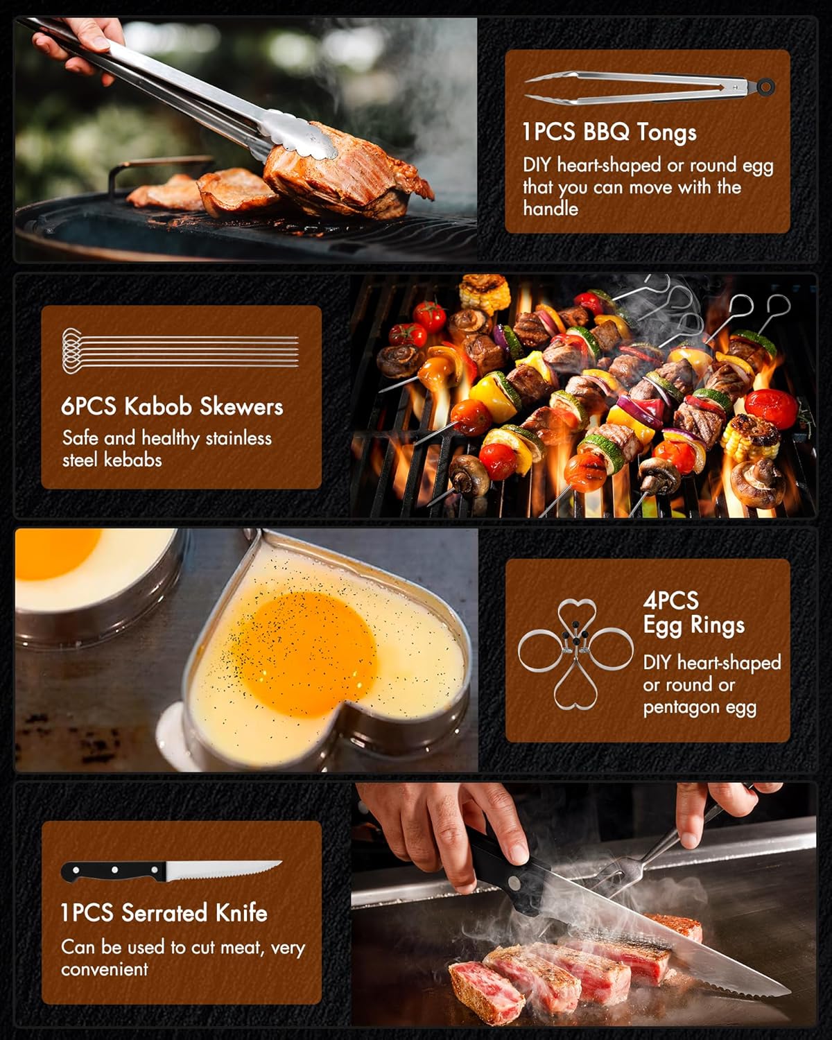 Griddle Accessories Kit - 136PCS Flat Top Grill Accessories for Blackstone and Camp Chef Metal Spatula Tools Set with Burger Press Scraper Tongs Carry Bag for Outdoor Grilling BBQ Cooking