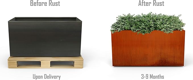 4 FT Corten Steel Planter Box – 48-Inch Large Rectangular Planter for Outdoor Plants | Heavy Duty Metal Garden Bed | Made in USA, Fully Assembled