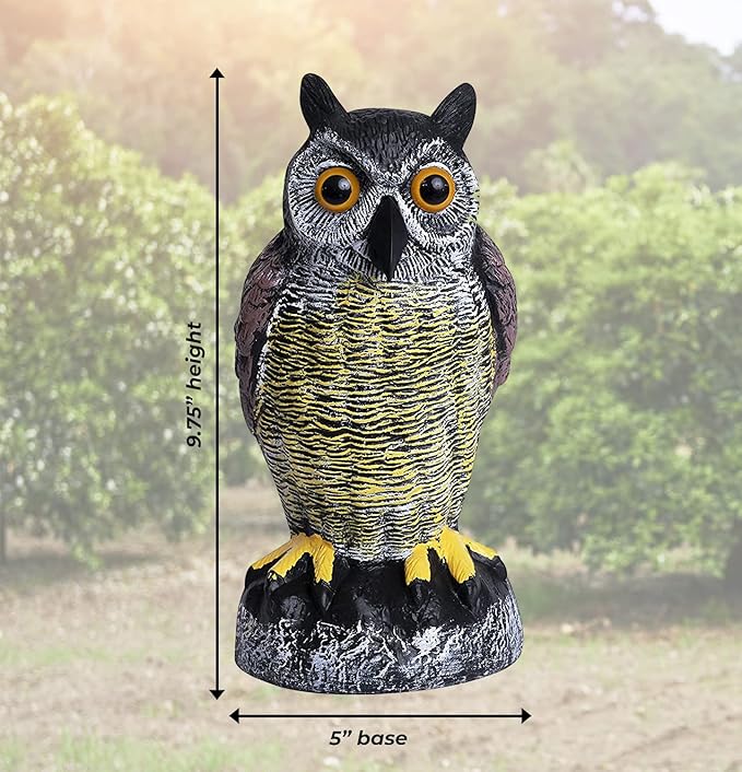 Galashield Owl Decoy | Plastic Owls to Scare Birds Away | Owl Statue for Garden & Outdoors - Pack of 3
