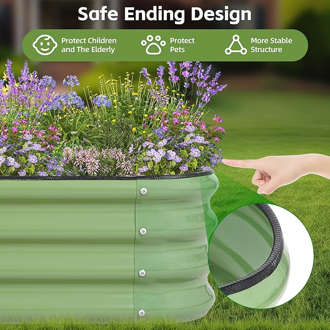 3-in-1 Modular Raised Garden Bed Kit - Adjustable Sizes (4x2x1ft, 3x3x1ft, 5x1x1ft) - Heavy-Duty Galvanized Steel Planter Box with Bracing Rods & Gloves for Vegetables, Fruits, Flowers