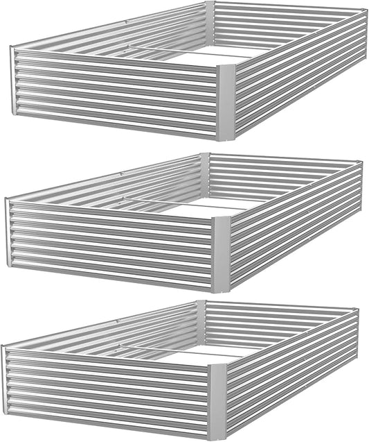 3 Pack 8x4FT Galvanized Raised Garden Bed Outdoor,Metal Garden Bed for Vegetables,Steel Raised Beds for Gardening,Above Ground Garden Box for Flower