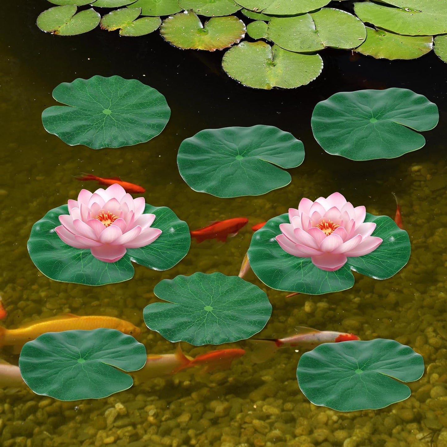 Artificial Lily Pads for Ponds, 12 Pcs Artificial Floating Foam Lotus Leaves Realistic Water Lily Pads Foliage Pond Decor Artificials Foliage Pond Decor for Pool Patio Aquarium Outdoor Ponds, 3 Size
