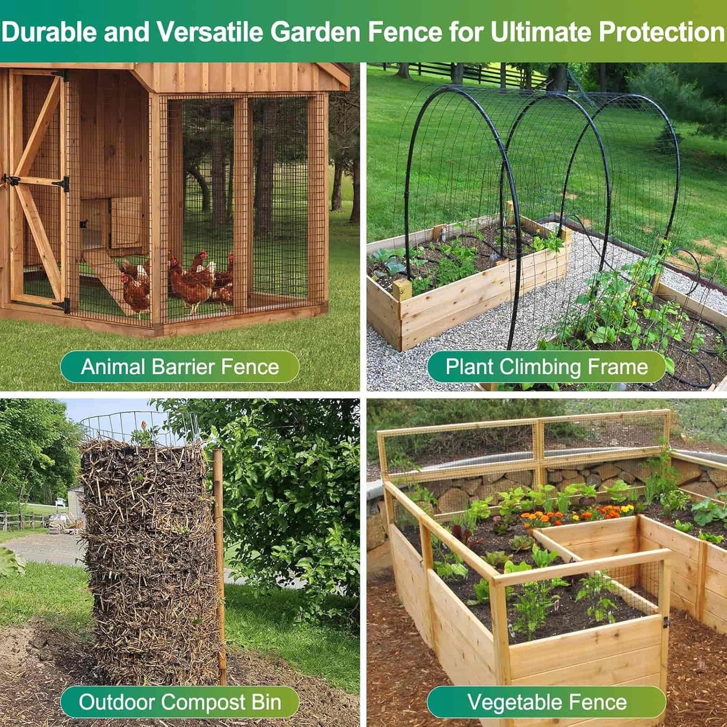 Black PVC Coated Welded Wire Fence 24 Inch x 49 Foot, 2.4" x 2.4" 14GA Garden Fence Roll Vinyl Coating Metal Wire Mesh Fence for Yard Vegetable Plant Protection Outdoor Dogs Poultry Netting